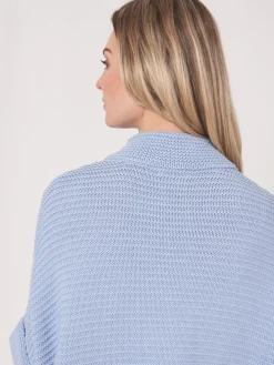 Poncho Aus Baumwollstrick Mit Reisverschluss Und Größer Rippenstruktur