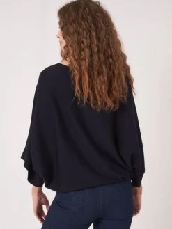 Poncho-Pullover Aus Baumwollmischung Mit Kordelzug