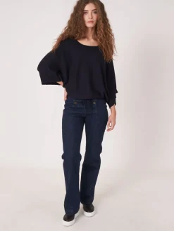 Poncho-Pullover Aus Baumwollmischung Mit Kordelzug
