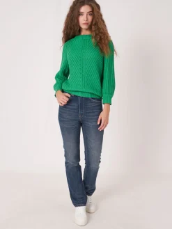 Pullover Aus Größem Rippenstrick Mit Kurzen Puffarmeln