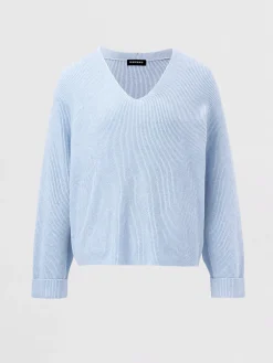 Pullover Aus Kaschmir-Baumwollmischung Mit Feiner Rippstruktur