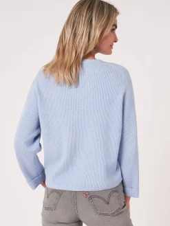 Pullover Aus Kaschmir-Baumwollmischung Mit Feiner Rippstruktur