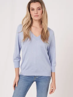 Pullover Aus Kaschmir-Seide Mit Ellbogenarmeln