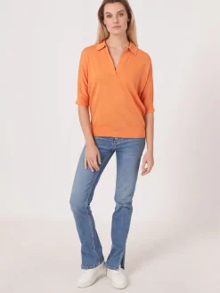 Pullover Mit Polokragen Aus Baumwollmischung