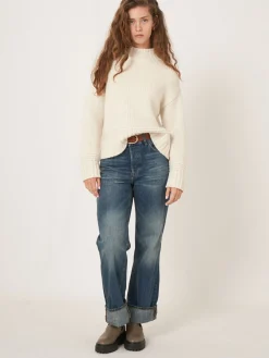 Pullover Mit Stehkragen Mit Geripptem Saum Und Strick-Details