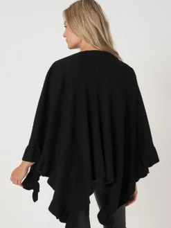 Rippenstrick-Cape Mit Rusche