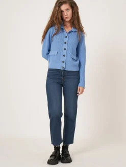 Rippenstrickjacke Mit Polokragen Aus Merinowolle
