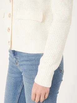 Rippenstrickjacke Mit Polokragen Aus Merinowolle