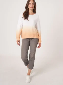Rippenstrickpullover Aus Reiner Baumwolle Mit Dip-Dye-Druck