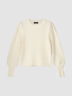 Rippstrick-Pullover Aus Merinowolle Mit Plissierten Schultern