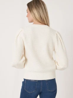 Rippstrick-Pullover Aus Merinowolle Mit Plissierten Schultern