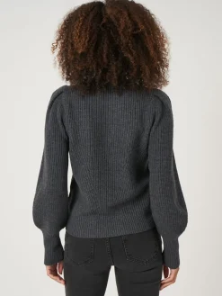 Rippstrick-Pullover Aus Merinowolle Mit Plissierten Schultern