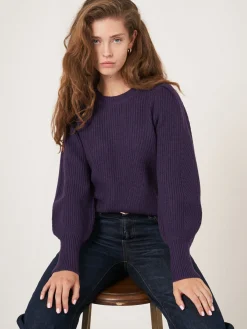 Rippstrick-Pullover Aus Merinowolle Mit Plissierten Schultern