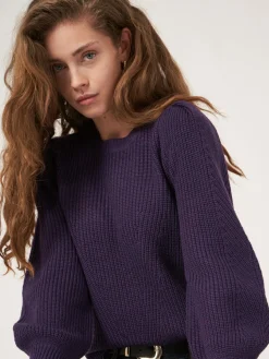 Rippstrick-Pullover Aus Merinowolle Mit Plissierten Schultern