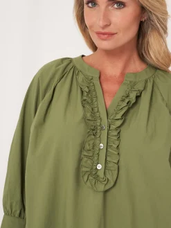 Ruschenbluse Aus Reiner Baumwolle