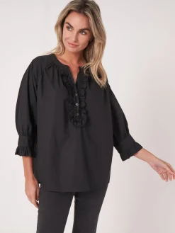Ruschenbluse Aus Reiner Baumwolle