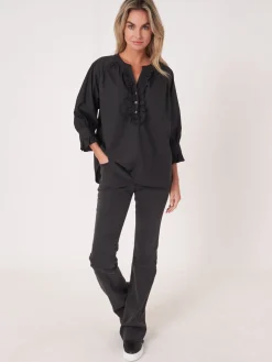 Ruschenbluse Aus Reiner Baumwolle