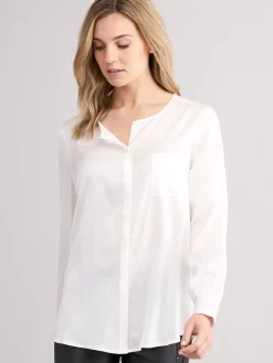 Seidenbluse Mit Geschlitztem Ausschnitt