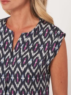 Seidentop Mit Ikat-Print