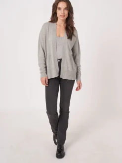Strickjacke Aus Kaschmir-Seidenmischung Mit Offener Vorderseite Und Taschen