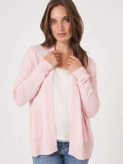 Strickjacke Aus Kaschmir-Seidenmischung Mit Offener Vorderseite Und Taschen