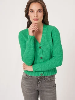 Strickjacke Aus Reiner Baumwolle In Rippstrick