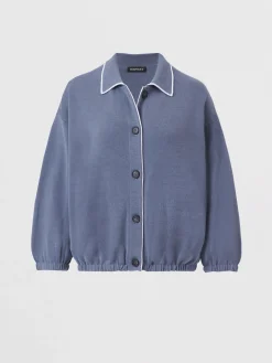 Strickjacke Mit Hemdkragen Und Kontrastierendem Saum