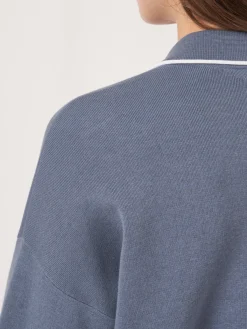 Strickjacke Mit Hemdkragen Und Kontrastierendem Saum