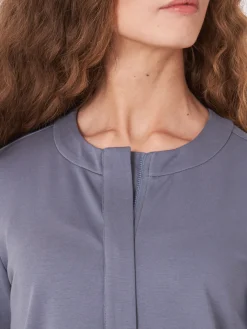 Sweatshirt-Jacke Mit Verdeckter Knopfleiste Aus Baumwollmischung