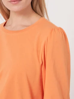 T-Shirt Mit 3/4-Armeln Mit Elastischem Bundchen Und Rusche