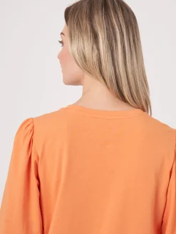 T-Shirt Mit 3/4-Armeln Mit Elastischem Bundchen Und Rusche