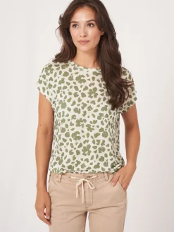 T-Shirt Mit Blumendruck Aus Leinen