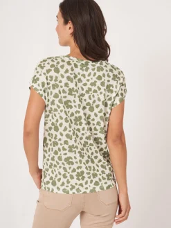 T-Shirt Mit Blumendruck Aus Leinen