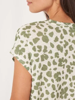 T-Shirt Mit Blumendruck Aus Leinen