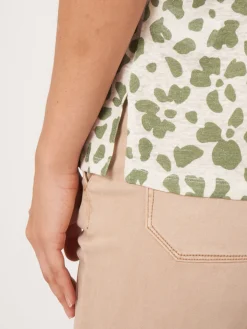 T-Shirt Mit Blumendruck Aus Leinen