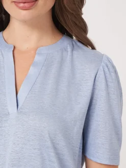 T-Shirt Mit Rundhalsausschnitt Und Schlitz Aus Leinen