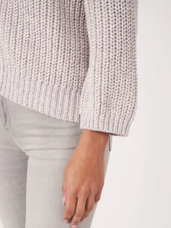 Zweifarbige Strickjacke Aus Baumwollmischung Mit Größem Rippenstrick