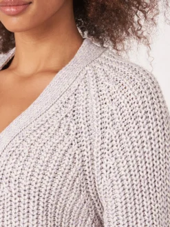 Zweifarbige Strickjacke Aus Baumwollmischung Mit Größem Rippenstrick